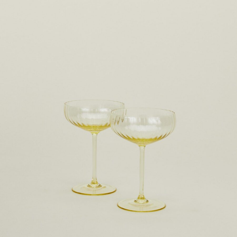 Amber Ribbed Cocktail Coupe Set