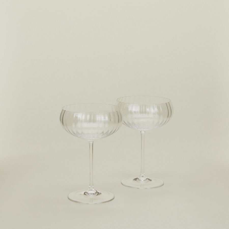Clear Ribbed Cocktail Coupe Pair