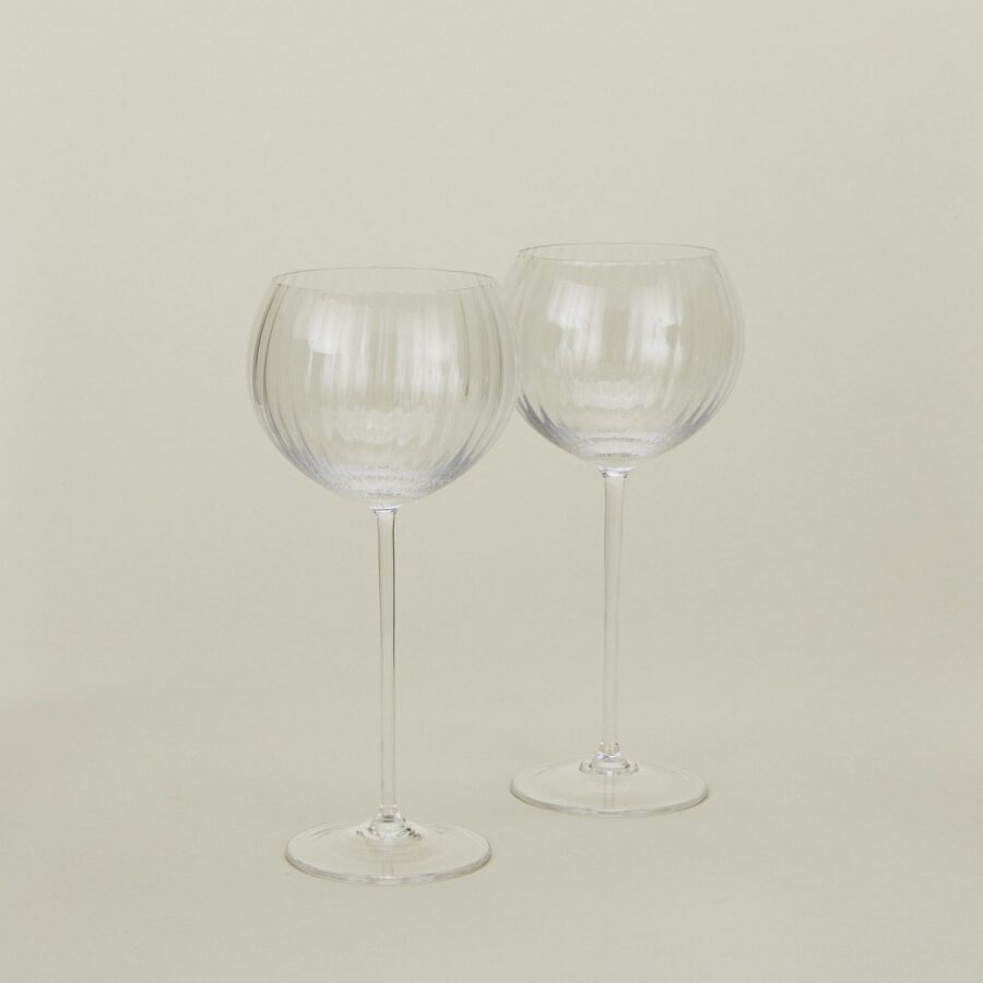 Elegant Clear Ribbed Red Wine Glasses