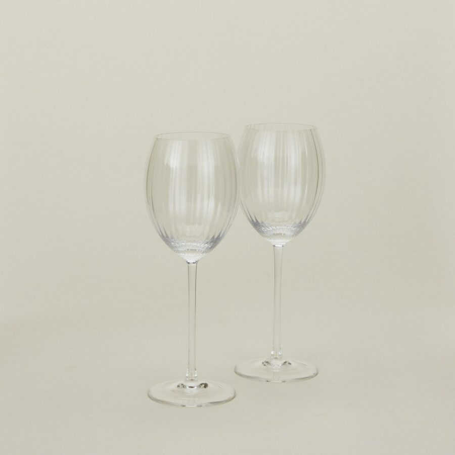Clear Ribbed White Wine Glass Set
