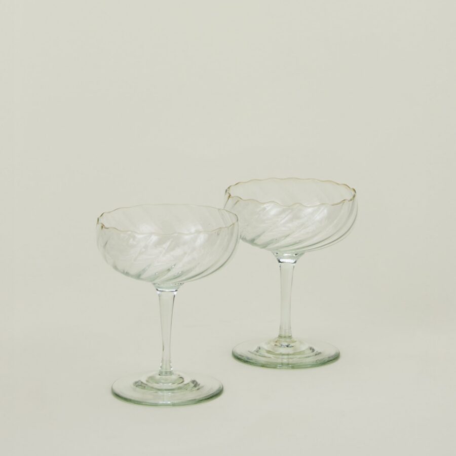 Optic Swirl Hand-Blown Coupe Pair