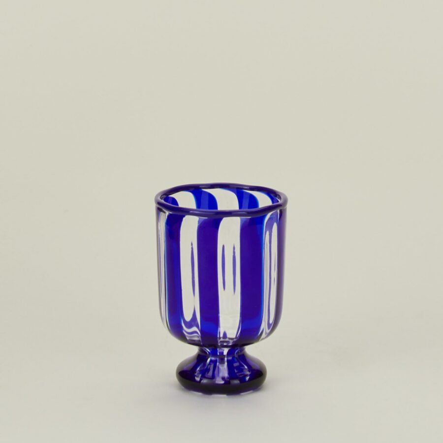 Cobalt Striped Artisan Wine Glass