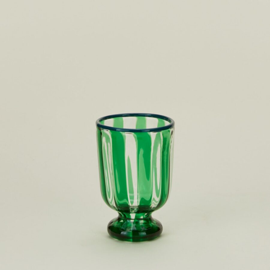 Green Striped Artisan Wine Glass