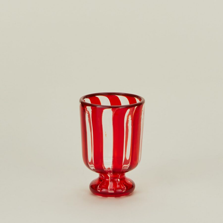 Red Striped Artisan Wine Glass